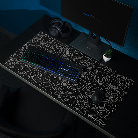 Improve Your Workspace with a Black Topo Mouse Pad